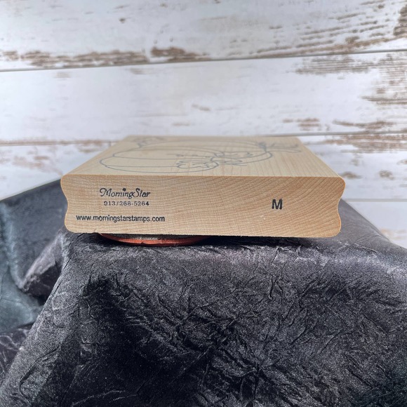 Morning Star Stamps A Pair of Whimsical Pumpkins Wooden Rubber Stamp Fall Autumn - Picture 3 of 4